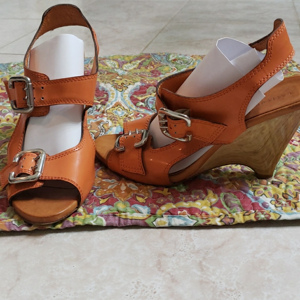 Orange LEATHER Latitude Femme Wedges